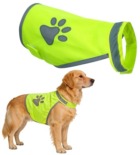 LUFFLOK 2 Stück Warnweste für Hunde, Reflektierende Sicherheitsweste Haustierweste für Nachts im Freien, Hohe Sichtbarkeit Verstellbar Reflektierende Weste für sicheres Wandern, Training (M)