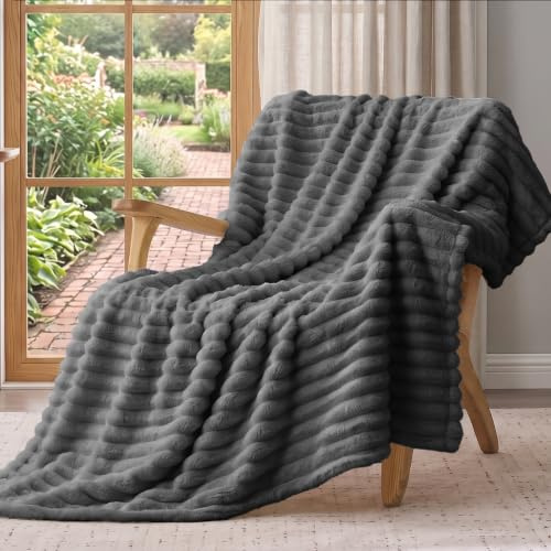 Vielit Kuscheldecke Flauschig,Ultral Weiche Kuscheldecke 150x200 XL-Leichte Atmungsaktiv Wohn- & Kuscheldecken, Tagesdecke & Sofadecke überwurf, Pflegeleicht Cord Decke für Zimmer Deko, Anthrazit