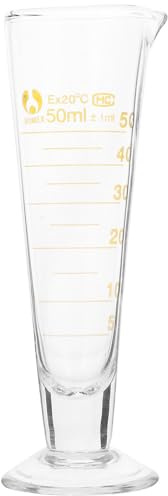 OSALADI Vaso Medidor de Vidrio de Laboratorio 50 Ml Base Redonda, Resistente al Calor Productos Químicos, Taza Medidora Graduada para Líquidos Escala Clara y Diseño Cónico para Precisión