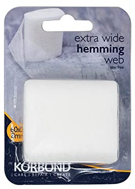 Korbond Curtain Hemming Tape – 60mm x 8m - Invisible Mending Tape for Fabric Curtains - Iron On Hem Tape - NO Sewing Required Adhesive Fabric Tape, Webbing Tape, Hemming Tape