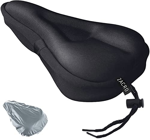 Zacro Bike Seat Cushion Cover - Gel Padded Bike Seat Cover for Men Women Comfort, Extra Soft Exercise Bicycle Seat Compatible with Peloton, Outdoor & Indoor