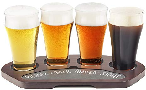 Final Touch Craft Bier Flight Set mit Massivholz und Schiefer Servierbrett (GBT114)