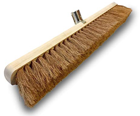 Kibros Balai cantonnier Coco Naturel 912L extérieur sans Manche | Garnissage fibres coco naturel, semelle bois, douille vissante, usage piste extérieur atelier chantier parking.