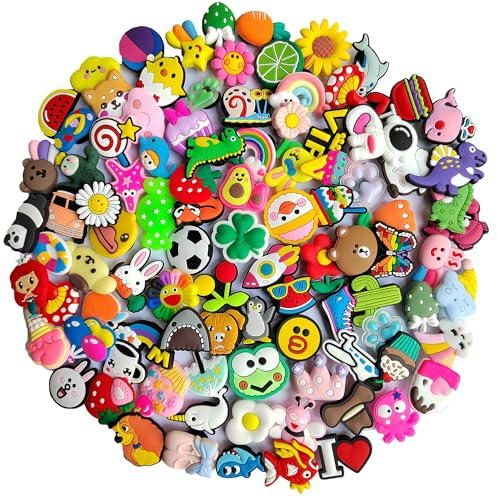 Nityunn – Lot de breloques de chaussures pour sabots en PVC, décorations de chaussures de style dessin animé, accessoires pour sandales et pantoufles, pour homme et femme, aléatoires, Polychlorure de