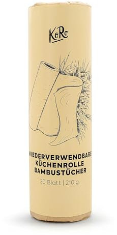 KoRo - Wiederverwendbare Küchenrolle 1 Stück - sanfte Bambustücher - plastikfreie, nachhaltige und waschbare Alternative