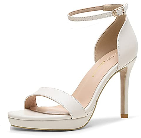 LIPIJIXI Donna’s Tacco Alto Stilettos Punta Rotonda Cinturino alla Caviglia High Heel Sandal Punta Aperta Sandali Sexy ComforCinturino a Tpy Dress Scarpe Sposa Bridal Pumps