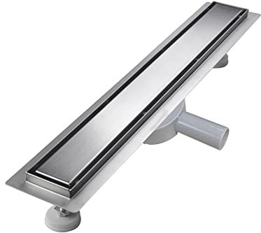 sunrik Canale doccia 70 cm, Canale doccia piastrellato extra piatto, scarico pavimento in acciaio inox Set completo con filtro a sifone a 360°