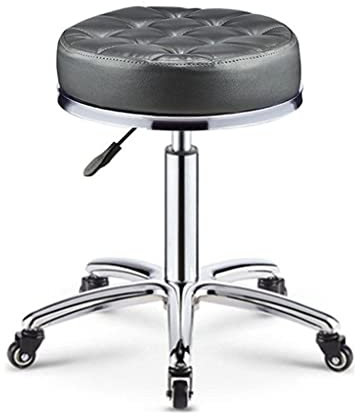 WAEYZ Rollhocker mit Rädern, Pneumatischer Mechanikerhocker, Verstellbarer Werkstatt-Rollsitz, Runder Beweglicher Rollstuhl mit Niedriger Höhe (Color : Dark Gray)