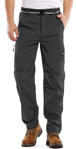 Asfixiado Herren Wanderhose Wasserdicht Softshellhose Skihose Warm Gefüttert Schneehose Thermohose Snowboardhose Outdoorhose Winddicht Winter Trekkinghose(6070 Grey 32)