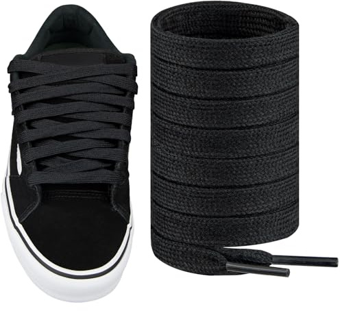 Endoto Lacci Piatti per Vans Skool Scarpe, 10MM Stringhe Laces di Ricambio - Nero, 28 Pollici