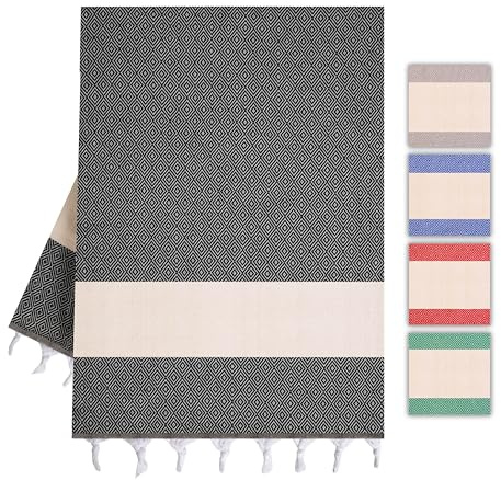 Heré Mood Serviette de Hammam en Coton - Légère, Absorbante et à Séchage Rapide pour Homme et Femme, Idéale pour Plage, Douche et Bain