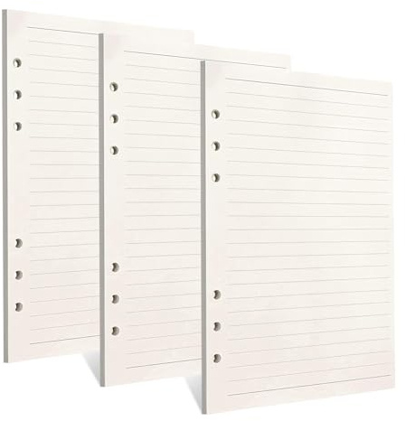A5 Nachfüllpapier, 135 Blätter A5 Papier 6 Löcher Nachfülleinlagen Loose Notizpapier, Ordnerfüllpapier Grid Paper 100GSM Dickes Nachfüllpapier für Notizbuch Tagbuch Skizze Malerei (Linie)