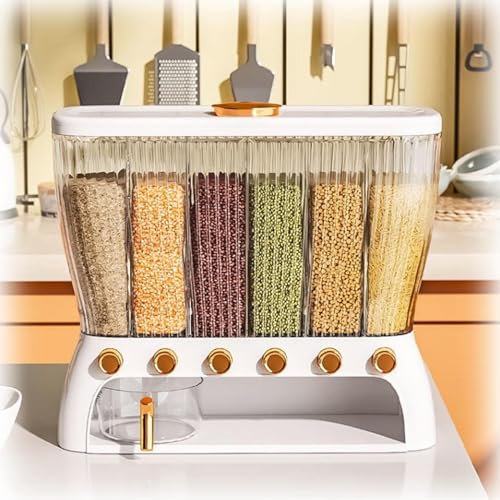 CHJJZXBF Distributeur de céréales et de Riz récipient de Nourriture sèche Distributeur de Nourriture 6 en 1 boîte de Rangement pour Noix soja Grains de café