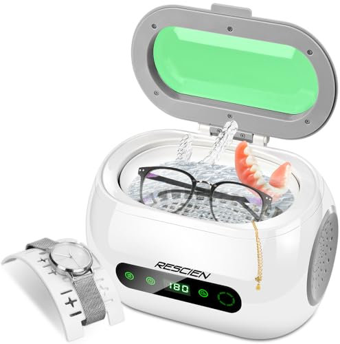 Appareil de nettoyage à ultrasons pour lunettes avec 12 réglages de temps - 600 ml - Portable - 42 kHz