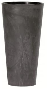 Stolmet Tall Flower Pot, Round Planter, Concrete Effect Style, Perfect for Home and Garden Decoration, Capacity of 3.3L to 64L (Anthracite Concrete Effect, 15.5 Litres)
