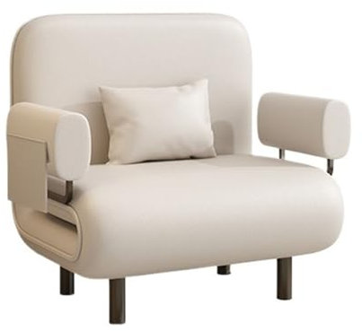 Modernes Klappsofa mit verstellbarer Rückenlehne, multifunktional, Kunstleder, wandelbarer Stuhl für kleine Zimmer, Wohnung, Einzelbett, Ottomane, Gästebett (weiß)