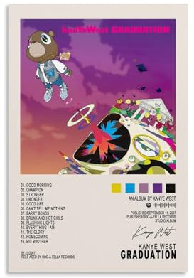 Kanye West album omslag affisch examensaffisch väggkonst dekorativ målning sovrum målning affischer 30 x 45 cm (12 x 18 tum) utan ram stil