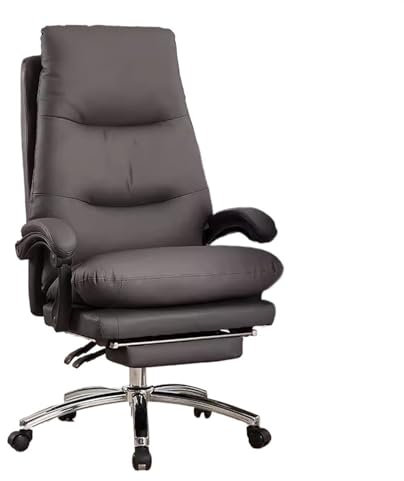 Sillas de Oficina Silla de oficina for el hogar, silla de ocio, cómoda silla de escritorio acolchada, dormitorio, estudio, respaldo alto, silla de oficina de cuero PU Silla de Escritorio(Grey)