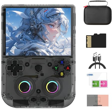 JOYARCH RG406V - Consola de juegos portátil, tarjeta TF de 256G, más de 9000 juegos, pantalla táctil IPS de 5.48 pulgadas, Android 13, Unisoc T820, emulador retro, batería de 5500 mAh, negro
