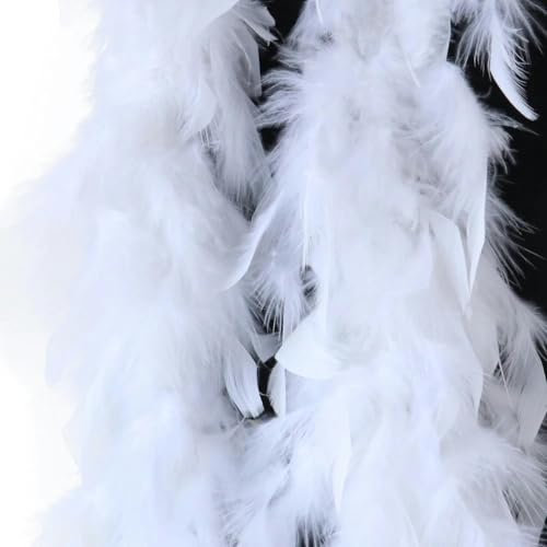 MRESXT 2 Yards Flauschige Schwarze Truthahn-Federboa 38–40 g zum Basteln, für Partys, Weihnachtsdekoration, Schal/Federn-Weiß-40 g