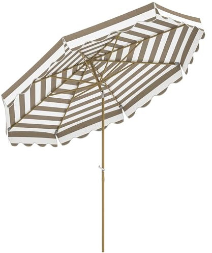 Outsunny Sombrilla Terraza Exterior Ø268 cm Sombrilla de Jardín con Ángulo Inclinable y Manivela Protección UV 50+ Parasol para Patio Terraza Gris y Blanco