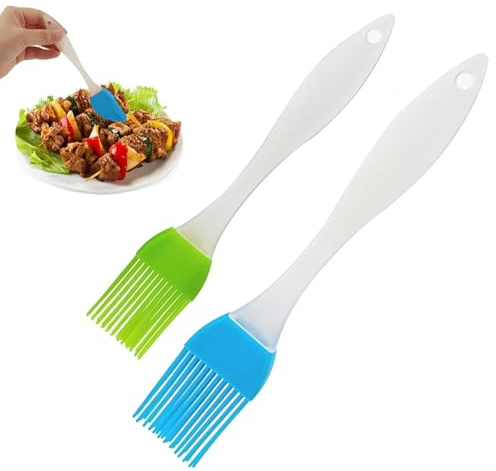 2Pcs Silicone Pastry Brush, 6 & 8 Food Brush, Heat Resistant Oil Brush for Cooking, Baking, Barbecue, Grilling