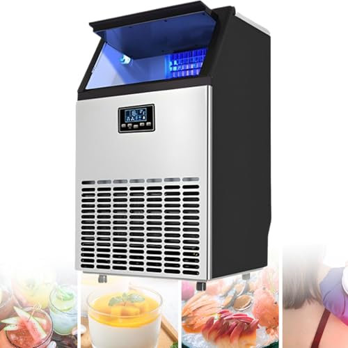 Máquina de hielo comercial, máquina de hielo empotrada o independiente debajo del mostrador con entrada de agua de 2 vías, máquinas de hielo autolimpiables de acero inoxidable,80KG/24H