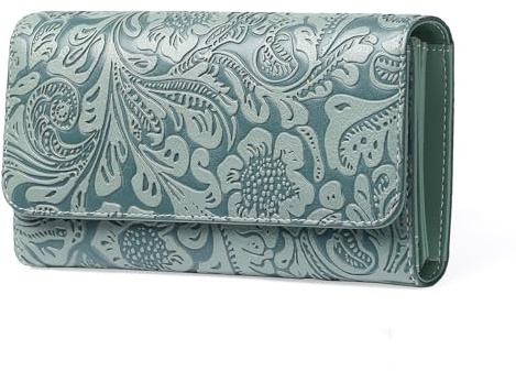 GOIACII Geldbörse Damen Groß Portemonnaie für Frauen Leder Große Kapazität Geldbeutel mit RFID Blocking und 13 Kartenfächer Blau