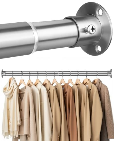 FIRJOY Kleiderstange Ausziehbar Garderobenstange Verstellbare Kleiderstange Schrankstange Geeignet für Kleiderschränke,Garderobe (silber, 40-160 cm)