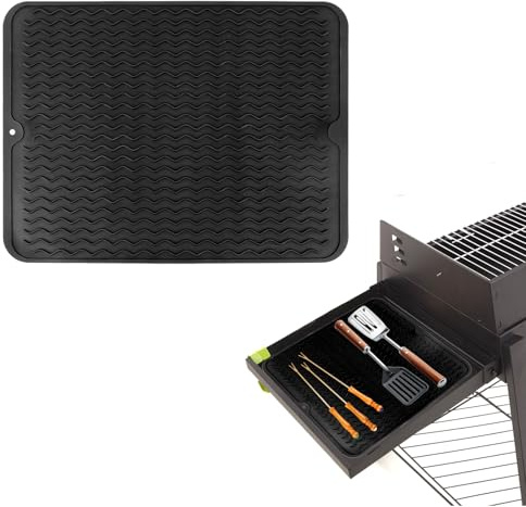 Silicone Griddle Mat for Blackstone Grill, 15.75x11.81in Heat Resistant BBQ Tool Cover Pad Griddle Accessories for Outdoor Grilling Camping Cooking Replacement Part (Black)