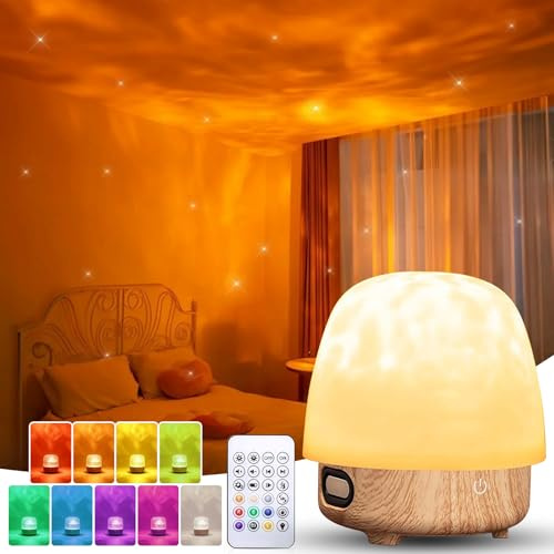 Starnearby Lunie Lampe Lumena Lamps 16 Farben LED Sternenhimmel Projektor mit Lampenschirm, Bluetooth Lautsprecher, Fernbedienung 3 Modi Lumina Lampe Badezimmer Zimmer Deko (Natur)