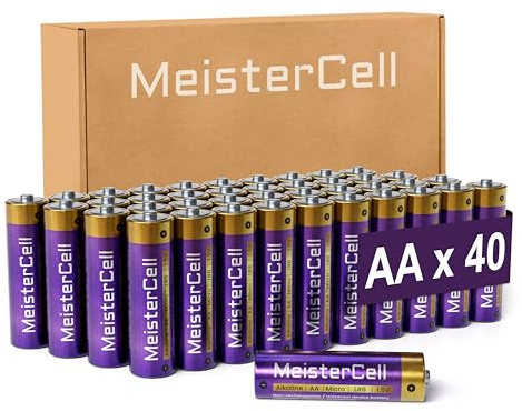 MeisterCell 40 Stück AA Alkaline Batterien, Alkaline Batterie - 1,5V – LR6 - Vorratspack - langlebige Power – Leistungsstark - in umweltschonender Verpackung