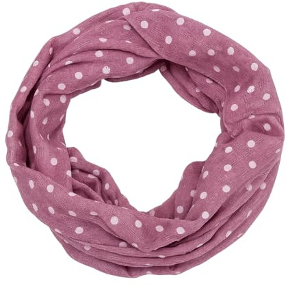 beybey® Damen Loopschal aus 100% Baumwolle – Leichter Rundschal, weich & atmungsaktiv – Viele Farben & Muster (Punkte altrosa)