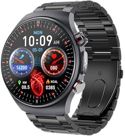 Kardena Care Pro 5 - Orologio sanitario per adulti con ECG (1 canale), orientamento della pressione sanguigna, SPO₂, temperatura della pelle, micro controllo salute, analisi IA, telefono Bluetooth