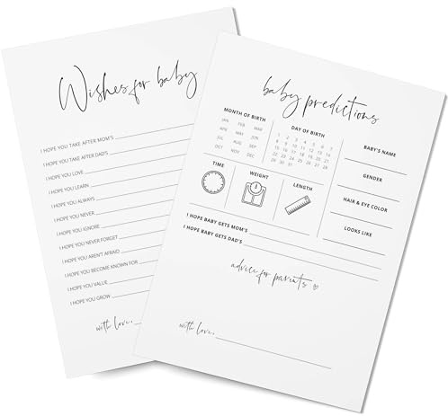 CHarmeFleur Baby Predicciones y Consejos Tarjetas para Juegos de Baby Shower Actividades, Consejos para Nuevos Padres 30 Tarjetas Dobles con Grosor
