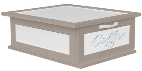 PARAMAISON Portacialde in Legno | Cassetto Porta Capsule per Nespresso, Dolce Gusto o Lavazza | Organizer per Caffè, Tè e Tisane | Design Plexi Caffè Tortora