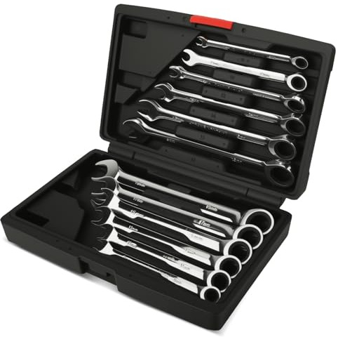 HUIYOPU 12-Piece Ratchet Spanner Set, 72-Tooth Quick-Release Wrench Tool Kit, 8-19mm, Heavy-Duty Chrome Vanadium Steel Hand Tools for Automotive Repair & DIY, Fixed