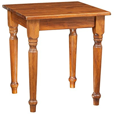 Biscottini Tavolo Quadrato In Legno Massello Di Tiglio - Stile Country – Stile Shabby - Struttura e Piano Noce L 70 x PR 70 x H 78 cm