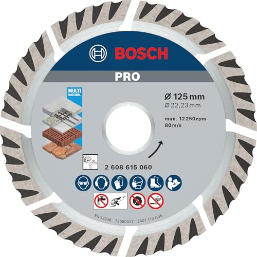 Bosch 1x PRO Multi Material Longlife Diamanttrennscheiben für 22,23‑mm-Bohrung und kleine Winkelschleifer (für Beton, Stahlbeton, Ø 125 mm, Professional Zubehör Kleiner Winkelschleifer)
