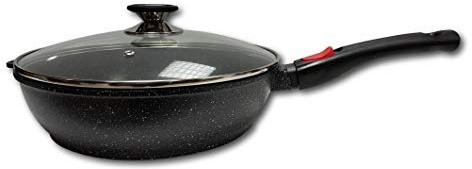 Cflagrant® Sauteuse 24 cm Façon Pierre avec Couvercle Tous Feux Dont Induction Sans PFOA Cuisson Sans Matière Grasse Revêtement en Greblon C3 de Technologie Allemande