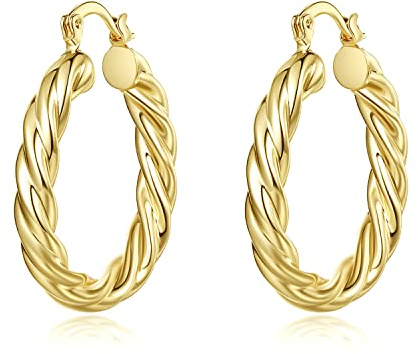 Yumay-9ct Gold Plated Very Large Twisted Creole Hoop Earrings for Womens,30X25mm Big Oval Earrings for Girls.