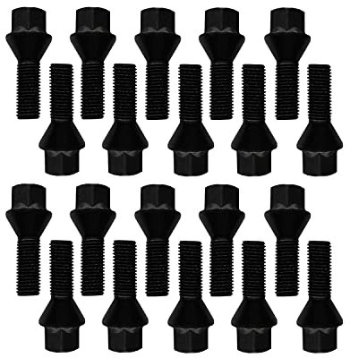 Lot de 20 boulons de roue - Noir - M14 x 1,25 - 43 mm