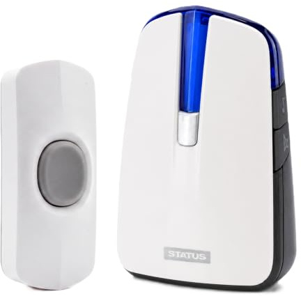 STATUS Wireless Door Bell White| Waterproof Ring Door Chime with LED Flash Indicator | 100 Meters Range with 32 Melodies | SWCFDC1PK10