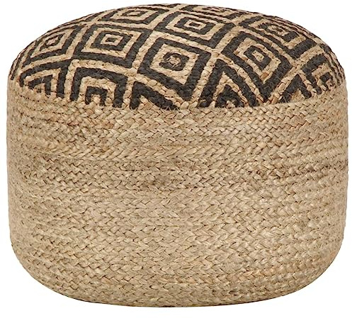 vidaXL Handgefertigter Sitzpuff Schwarz 45 x 30 cm Jute