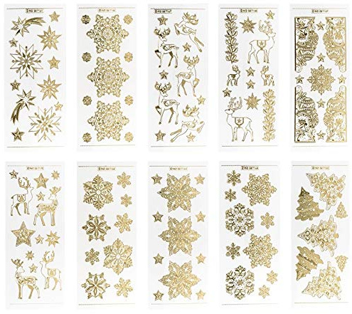 Ideen mit Herz Gravur-Sticker, transparent/gold, 10 Bogen à 10 x 23 cm | Goldene Aufkleber zum Basteln & Dekorieren | Geburtstag, Weihnachten, Rente & mehr (Winter & Weihnachten 1)