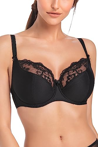 Teyli Soutien-Gorge Femme à Armatures, Bretelles réglables, Dentelle – Grande Taille – Lingerie Maintien et Confort Noir 105H
