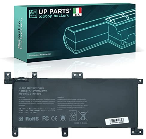 UP PARTS Batteria Compatibile con Asus C21N1509 0B200-01750000(7,6V, 5000mAh, 38,0Wh) per Laptop Notebook A556 A556U F556 F556U F556UA F556UJ F556UQ F556 F556U Funzione Sleep Mode