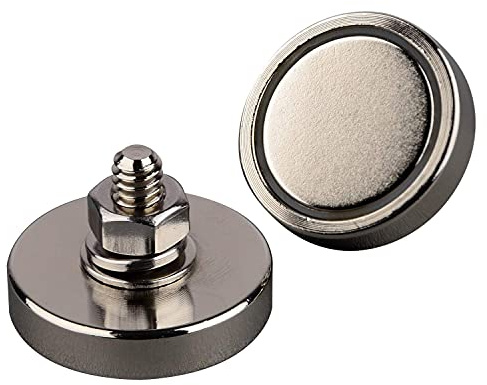 VanEEMAG 2 pezzi 45 kg magneti al neodimio super potenti con perno filettato maschio 1/4 - 20, fotocamera e altri supporti