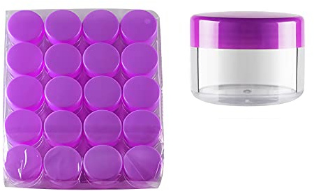 TIANZD Pack of 20 Empty 15 g Small Round Transparent Acrylic Jars with Purple Screw Cap 15 ml Sample Storage Pots Plastic Cosmetic Jar for Nail Art Lip Blam Cream