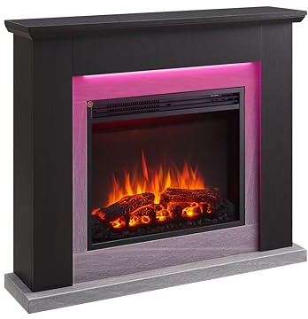 FLAMME 40 Freestanding Electric Fireplace surround, Mardella, Espresso Oak | With 1kW-2kW Fireplace Heater, 4 LED Flame Options, Remote Control, Multiple Colours Available